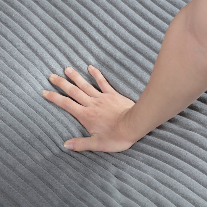 Homelegance 9688GY-63CR2ACOT  6 pc Robstown grey textured microfiber fabric modular sectional sofa with ottoman and wood legs