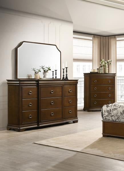 Coaster 205301Q-S4 4 pc Garland brown cherry finish wood queen bedroom set upholstered headboard
