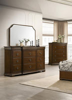 Coaster 205301Q-S4 4 pc Garland brown cherry finish wood queen bedroom set upholstered headboard