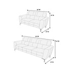 Poundex F8420 2 pc taupe top grain leather sofa and love seat set with flared arms and dark legs