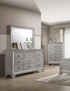 B7200 4 pc A & J homes studio vail metallic finish wood carved design queen bedroom set
