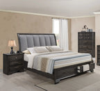 B6580 4 pc A & J Homes studio jaymes grey finish wood bedroom set with drawers in footboard