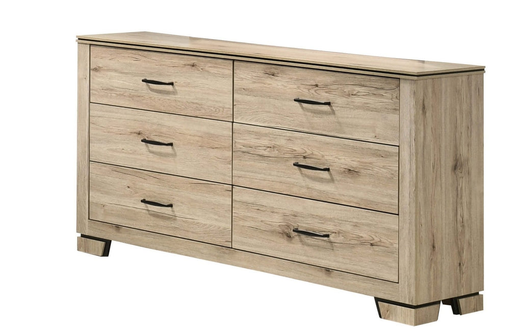 B831-4PC 4 pc Elijah light oak wood grain finish wood LED accent lighting queen bedroom set