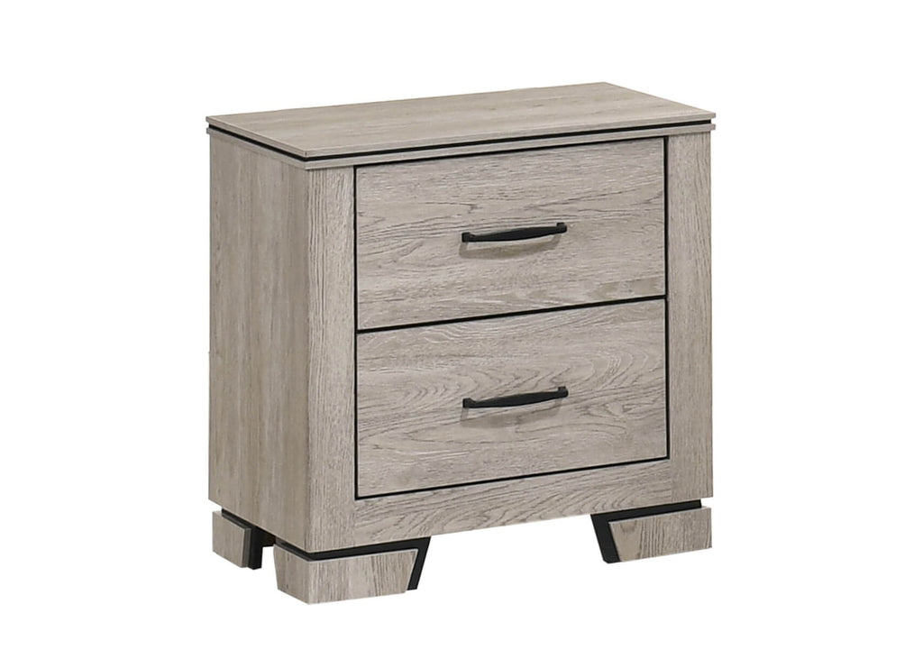 B830-4PC 4 pc Elijah rustic grey wood grain finish wood LED accent lighting queen bedroom set