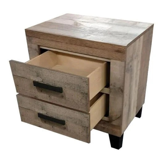 B850-4PC  4 pc Hampton weathered brown pine wood grain paneled finish wood queen bed set