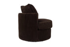 Poundex F1941 Chocolate fur like corduroy fabric swivel barrel back accent chair