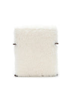 FM-AC6006WH Elardo white furry fabric yeti accent chair dark walnut exposed wood arms