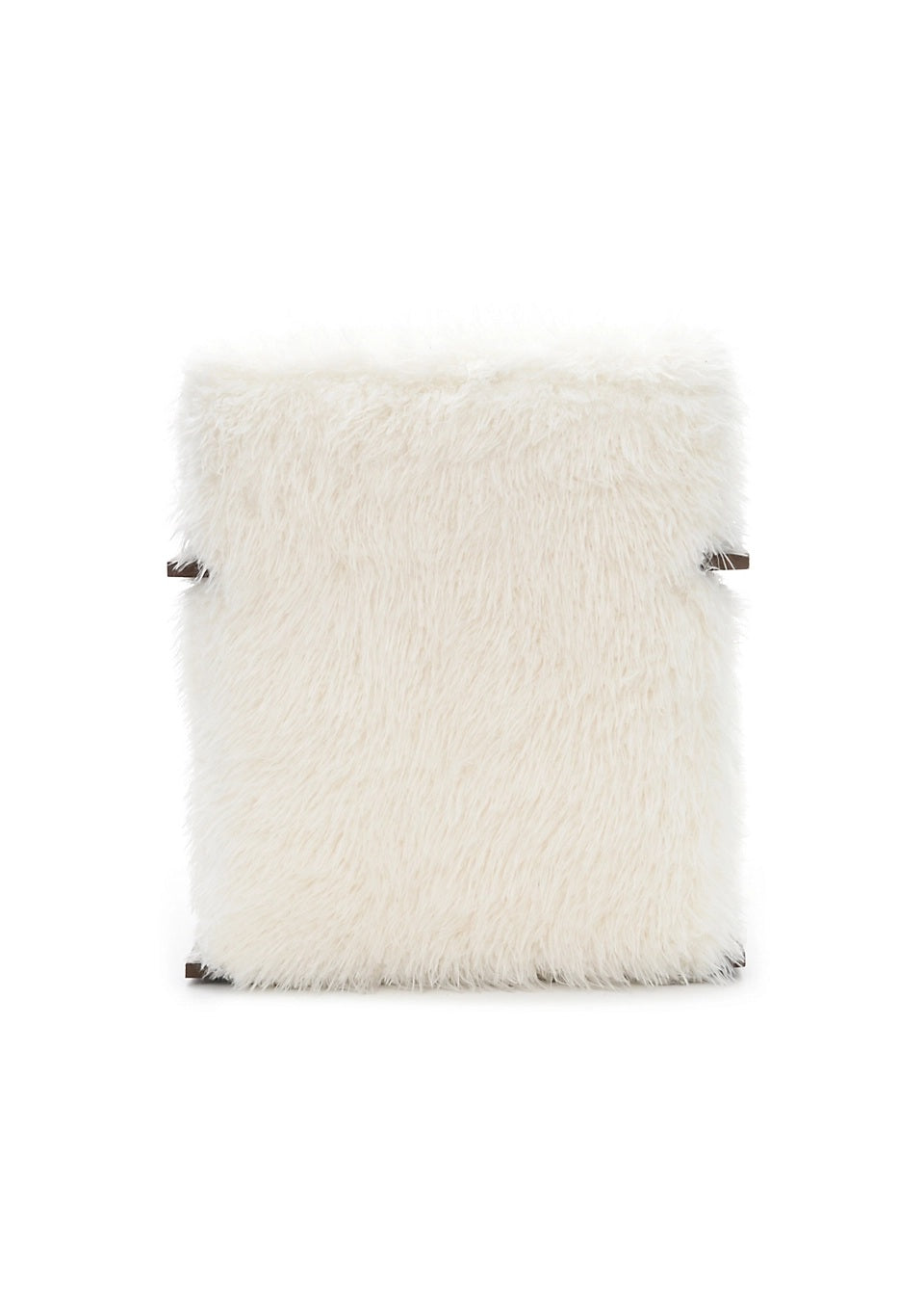 FM-AC6006WH Elardo white furry fabric yeti accent chair dark walnut exposed wood arms