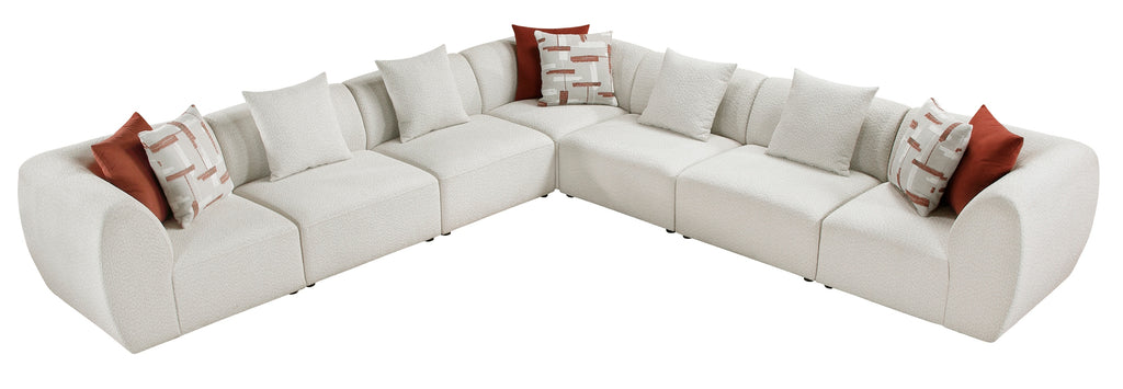 Homelegance 9669CN-73CR4AC  7 pc Traverse beige teddy bear boucle fabric modular sectional sofa rounded arms