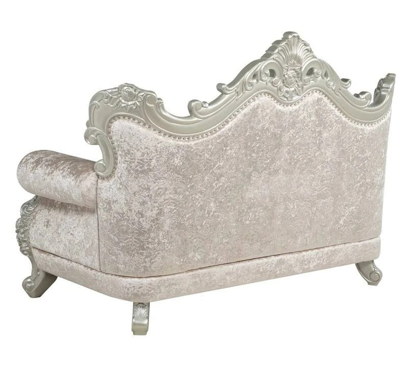 Best master TLR02-2PC 2 pc Regal royal traditional style champagne tone fabric antique white finish wood Sofa and Love seat set