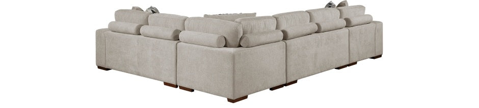 9624TP*42LRC 4 pc Waitsfield taupe chenille textured fabric sectional sofa with storage chaise and sleep area right chaise