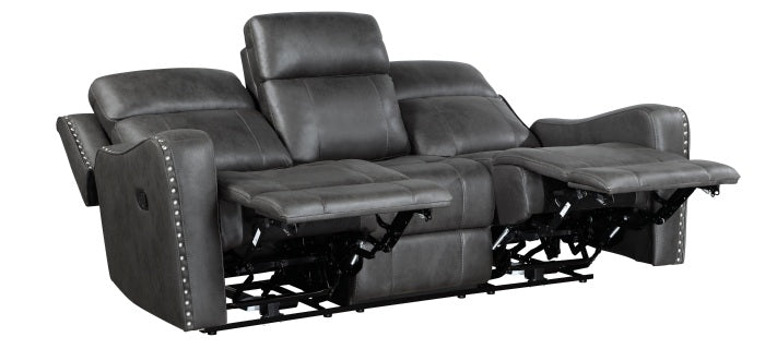 Homelegance Hazen Dark Grey Faux Leather Reclining Sofa & Love Seat Set – 9515DGY-SL