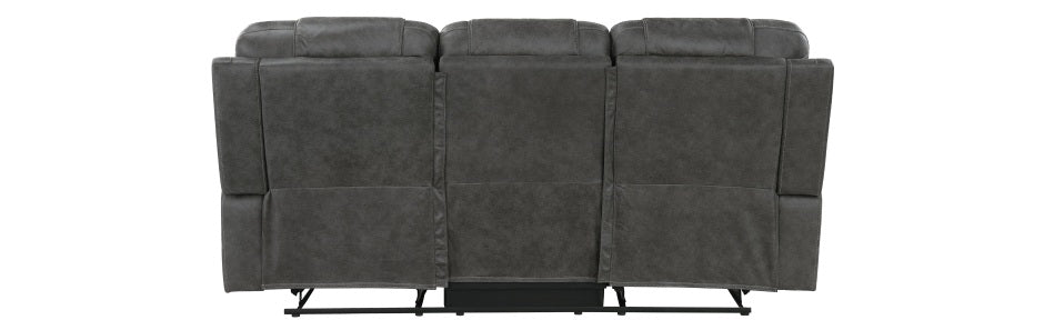 Homelegance 9634DGY-SL 2 pc Hazen dark grey polished microfiber fabric sofa and love seat set with recliner ends cup console