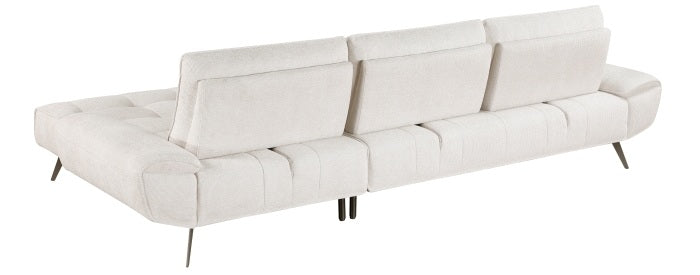 Homelegance 8400BEG-22LRC 2 pc Pleasure beige chenille fabric sectional sofa set adjustable back rests