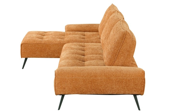 Homelegance 8400RNG-2LC2R 2 pc Pleasure orange chenille fabric sectional sofa set adjustable back rests