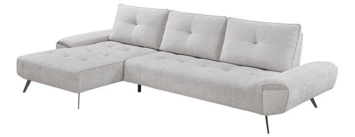 Homelegance 8400LTG-2LC2R 2 pc Pleasure light grey chenille fabric sectional sofa set adjustable back rests