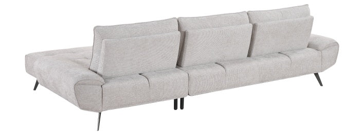 Homelegance 8400LTG-22LRC 2 pc Pleasure light grey chenille fabric sectional sofa set adjustable back rests