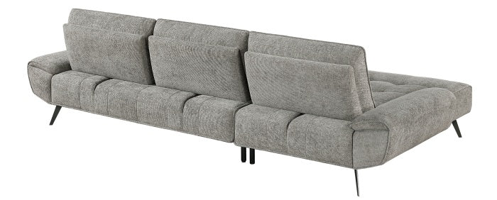 Homelegance 8400DVG-2LC2R 2 pc Pleasure dove grey chenille fabric sectional sofa set adjustable back rests