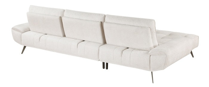 Homelegance 8400BEG-2LC2R 2 pc Pleasure beige chenille fabric sectional sofa set adjustable back rests