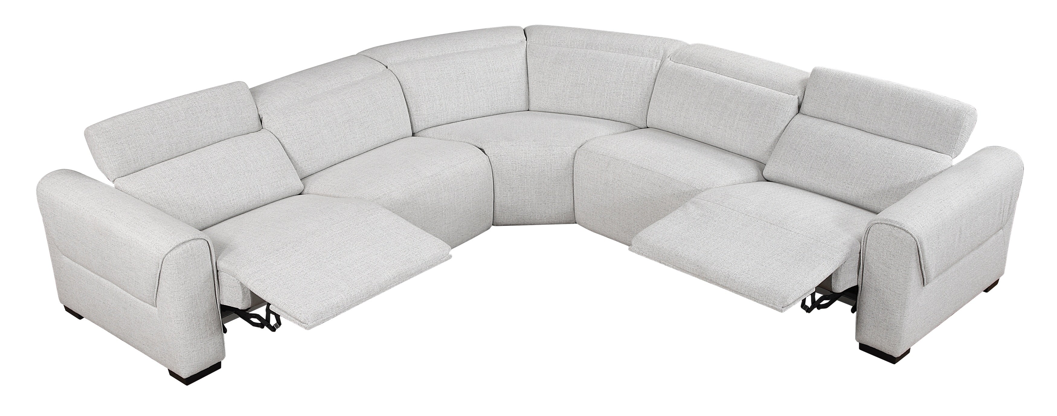 9455CLD-5LRRRPWH  5 pc McPherson cloud colored durable chenille fabric modular power reclining and power headrest sectional sofa