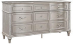 Coaster 223391Q-S4 4 pc Evengeline silver oak finish wood ivory fabric LED headboard queen bed set