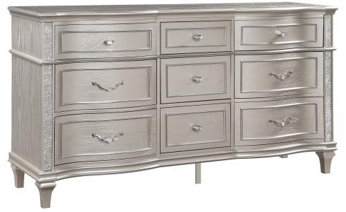 Coaster 223391Q-S4 4 pc Evengeline silver oak finish wood ivory fabric LED headboard queen bed set