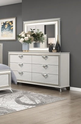 Homelegance 1383-4PC 4 pc Audra white and gold finish wood LED accent lighted headboard queen bedroom set