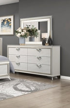 Homelegance 1383-4PC 4 pc Audra white and gold finish wood LED accent lighted headboard queen bedroom set