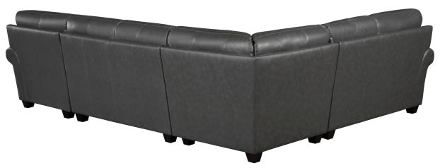 Homelegance 9267GY-42LRC 4 pc Exton gray top grain leather match sectional sofa with chaise and overstuffed cushions