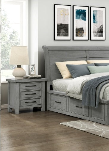 Homelegance 1559DG-4PC 4 pc Logandale grey finish wood queen bedroom set with underbed drawers