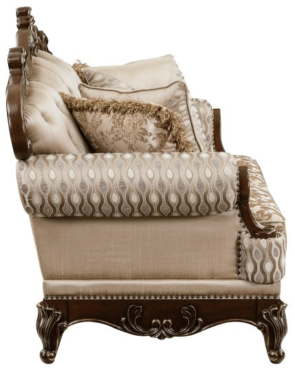 Homelegance 8570-SL 2 pc Balthasar two tone chenille and faux silk fabric traditional sofa and love seat set with wood trim