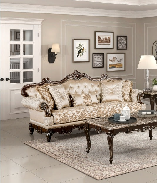 Homelegance 8570-SL 2 pc Balthasar two tone chenille and faux silk fabric traditional sofa and love seat set with wood trim