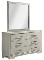 Poundex F9674Q-4PC 4 pc Antique white finish wood LED lighting storage headboard and drawers queen bed set