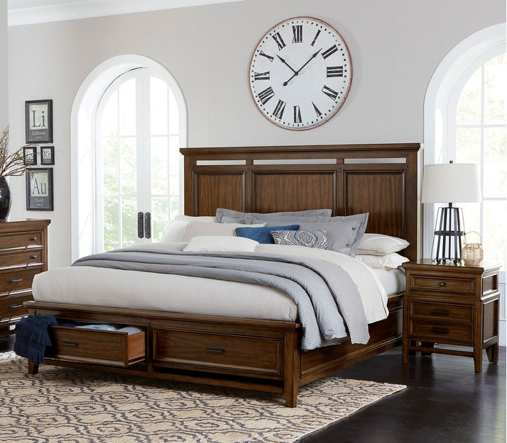 Homelegance 1649-4PC 4 pc Darby home co Frazier park brown cherry finish wood queen bedroom set with drawers