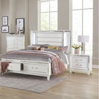 Homelegance 1616W-4PC 4 pc Tamsin white metallic finish wood mirrored trim queen bedroom set with led trim