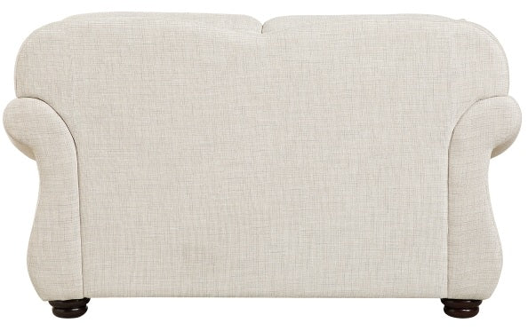 Homelegance 9270FBE-2PC 2 pc Attleboro beige textured fabric nail head trim accents sofa and love seat set rounded arms