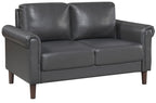 Homelegance Hector Dark Grey Faux Leather Sofa and Love Seat Set with Rounded Arms – 9690DGY-SL