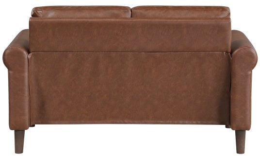 Homelegance 9690CHC-SL 2 pc Hector chocolate brown faux leather sofa and love seat set rounded arms