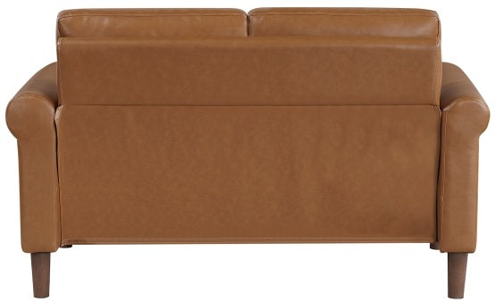 Homelegance Hector Brown Faux Leather Sofa and Love Seat Set with Rounded Arms – 9690BRW-SL