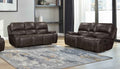Brookings-CH-PW-SL 2 pc Brookings charcoal leather like fabric sofa and love seat with power motion recliner ends storage cup console with USB on love seat