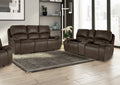 Brookings Charcoal Leather-Like Fabric Sofa and Love Seat Set with Recliner Ends & Storage Cup Console – Brookings-CH-SL