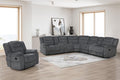 Redondo-PW-Sect 3 pc Redondo dark grey fabric sectional sofa set with power motion recliner ends and cup consoles with storage