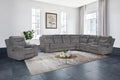 Teddy-PW-Sect 3 pc Teddy cloud grey fabric sectional sofa set with power motion recliner ends and cup console with storage power head rest and footrest