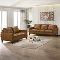 20-L1213-2NP 2 pc Caspar caramel brown top grain leather sofa and love seat with square arms