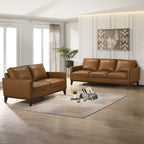 20-L1213-2NP 2 pc Caspar caramel brown top grain leather sofa and love seat with square arms