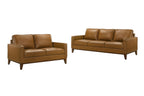 20-L1213-2NP 2 pc Caspar caramel brown top grain leather sofa and love seat with square arms