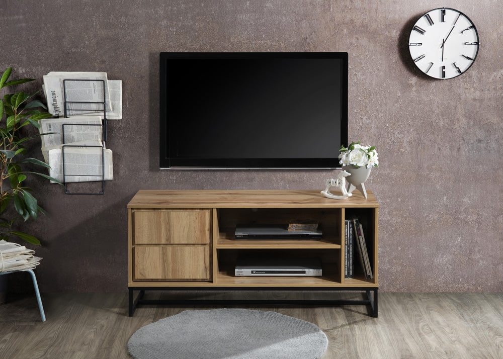 2002-OAK  17 stories veno oak finish wood mid century modern 47" TV Stand