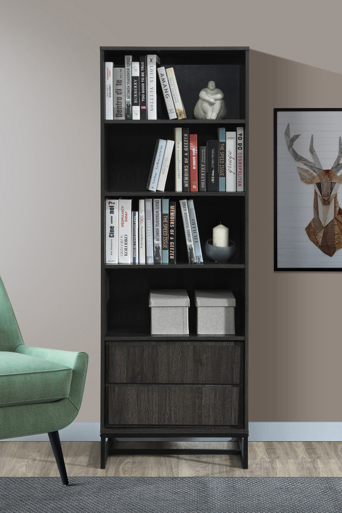 Mid Century Modern Bookcase Shelf Unit – Espresso Wood Finish - 2007-ESP