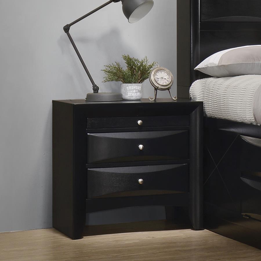 Coaster 200702 Briana black wood finish bed side table nightstand