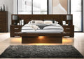 Coaster 200711Q-3PC 3 pc jessica ii contemporary modern espresso finish wood queen bedroom set with paneled headboard with LED lighting